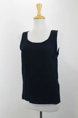 Vintage 1990s Chanel Navy Blue Silk Tank Top, Medium
