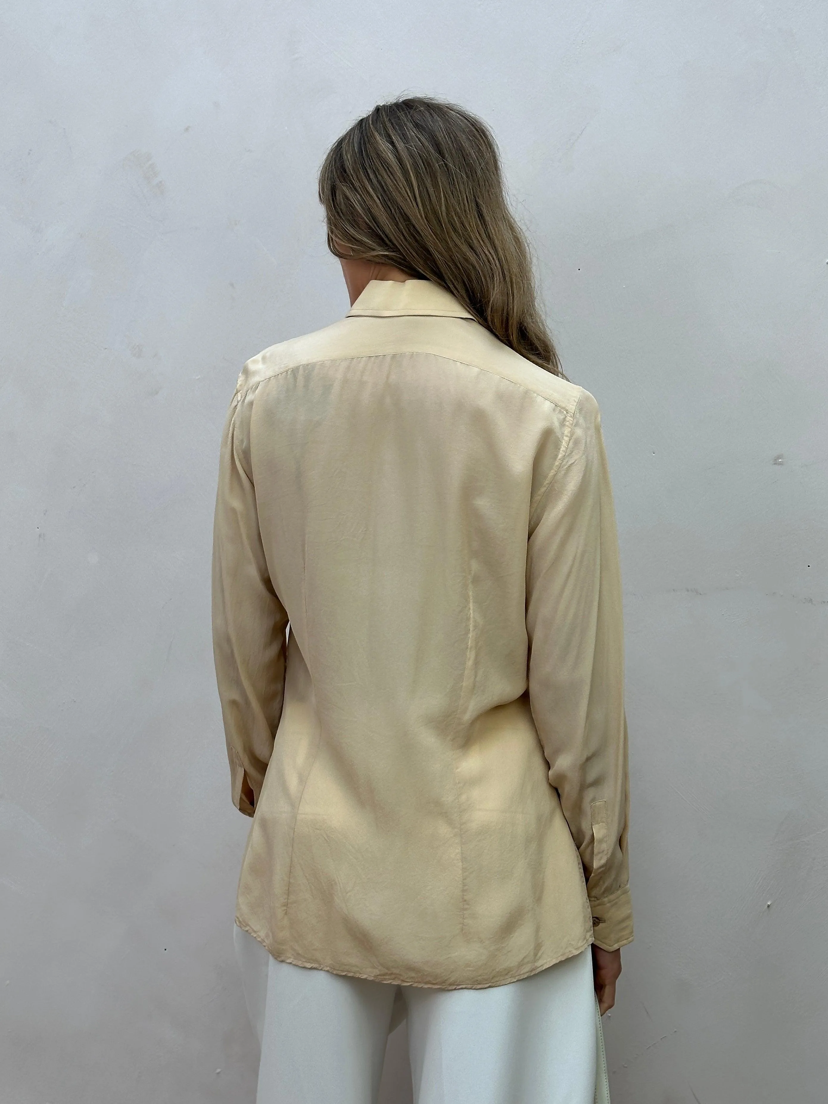 Vintage Silky Dagger Collar Shirt - M