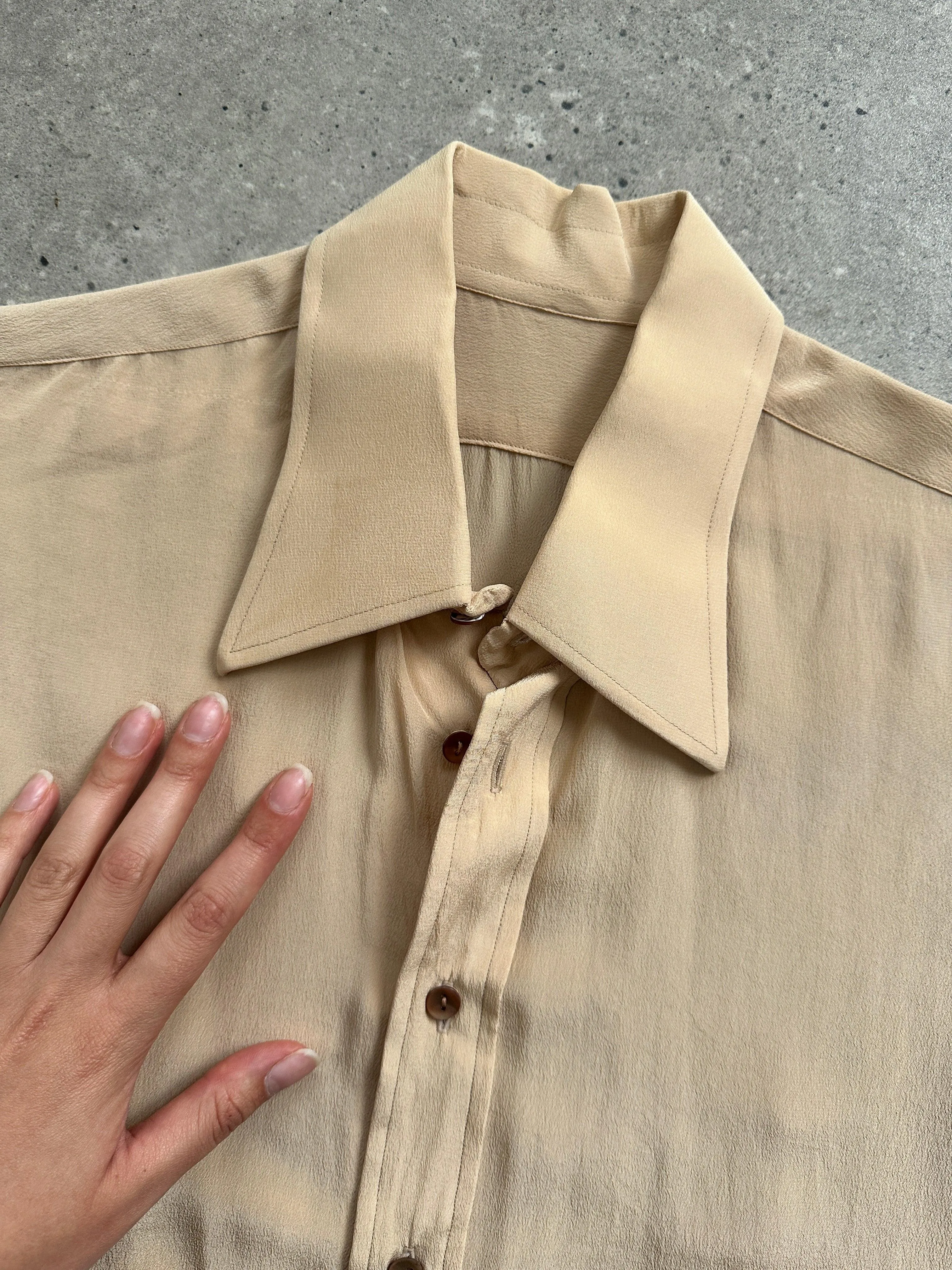 Vintage Silky Dagger Collar Shirt - M