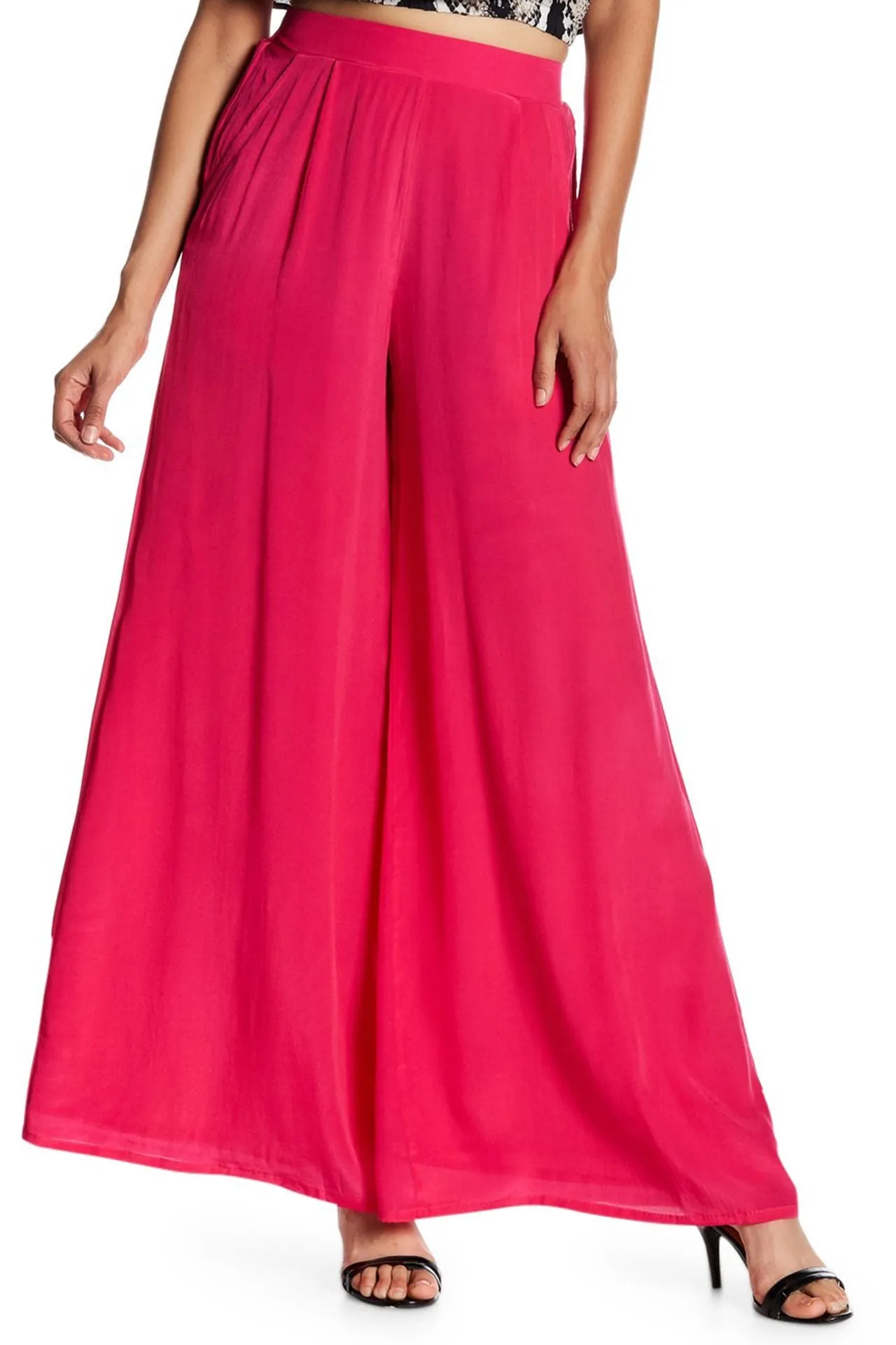 Wide Leg Pants in Solid Flamingo