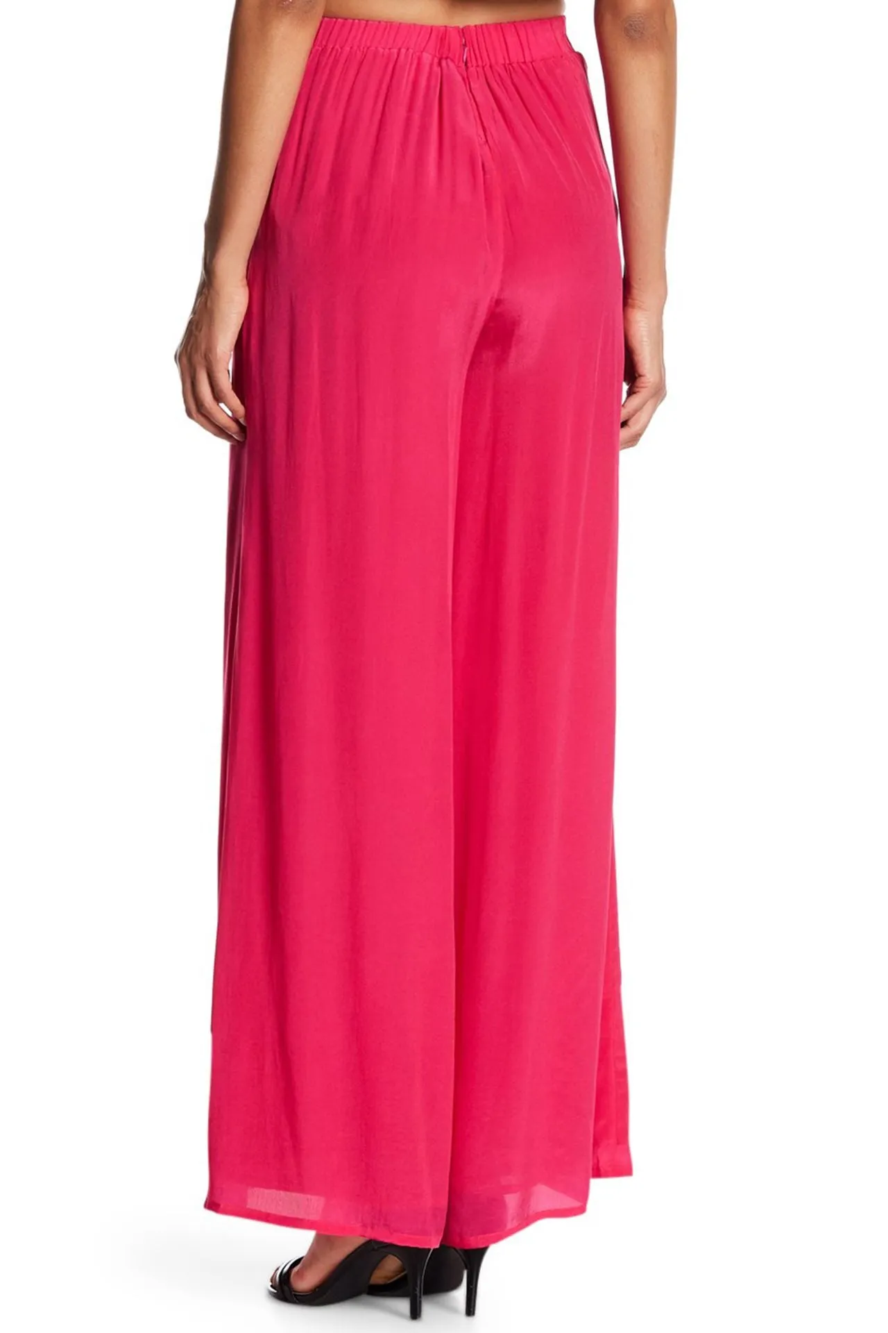 Wide Leg Pants in Solid Flamingo