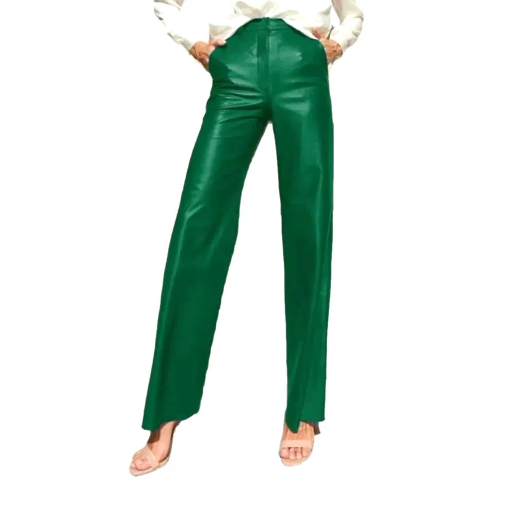 Wide-leg wax jean pants for ladies