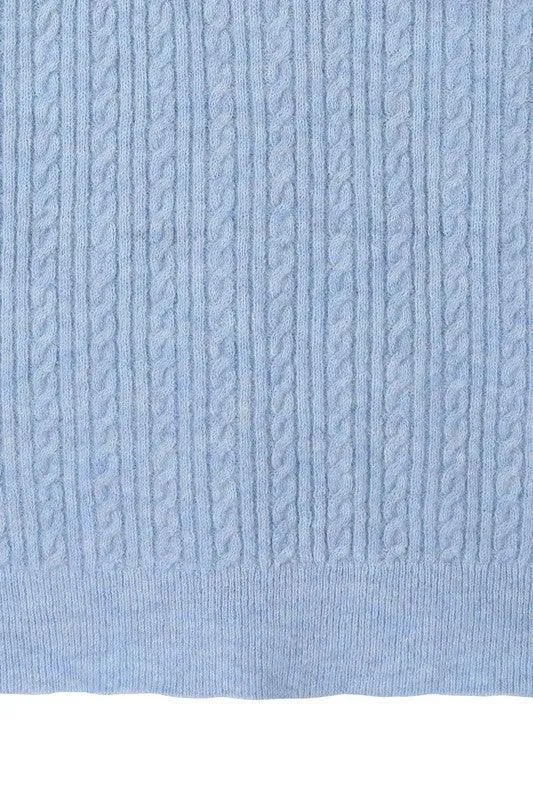 Wool blended cable knitted cardigan
