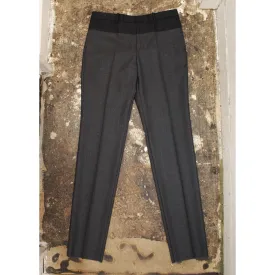 Wool Slate Grey Marl Trousers With Black Panel