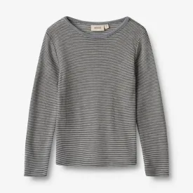 Wool T-Shirt L/S Alfie - navy stripe
