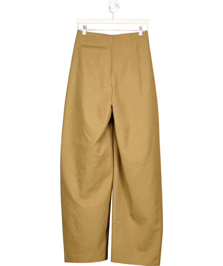 ZARA Green Wide Leg Wool Trousers UK XS